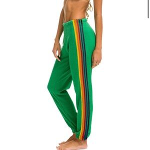 Kelly green 5 stripe Sweatpants